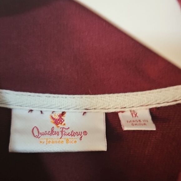 Quacker Factory Vintage French Terry Zip Front Jacket 1x - Picture 2 of 7